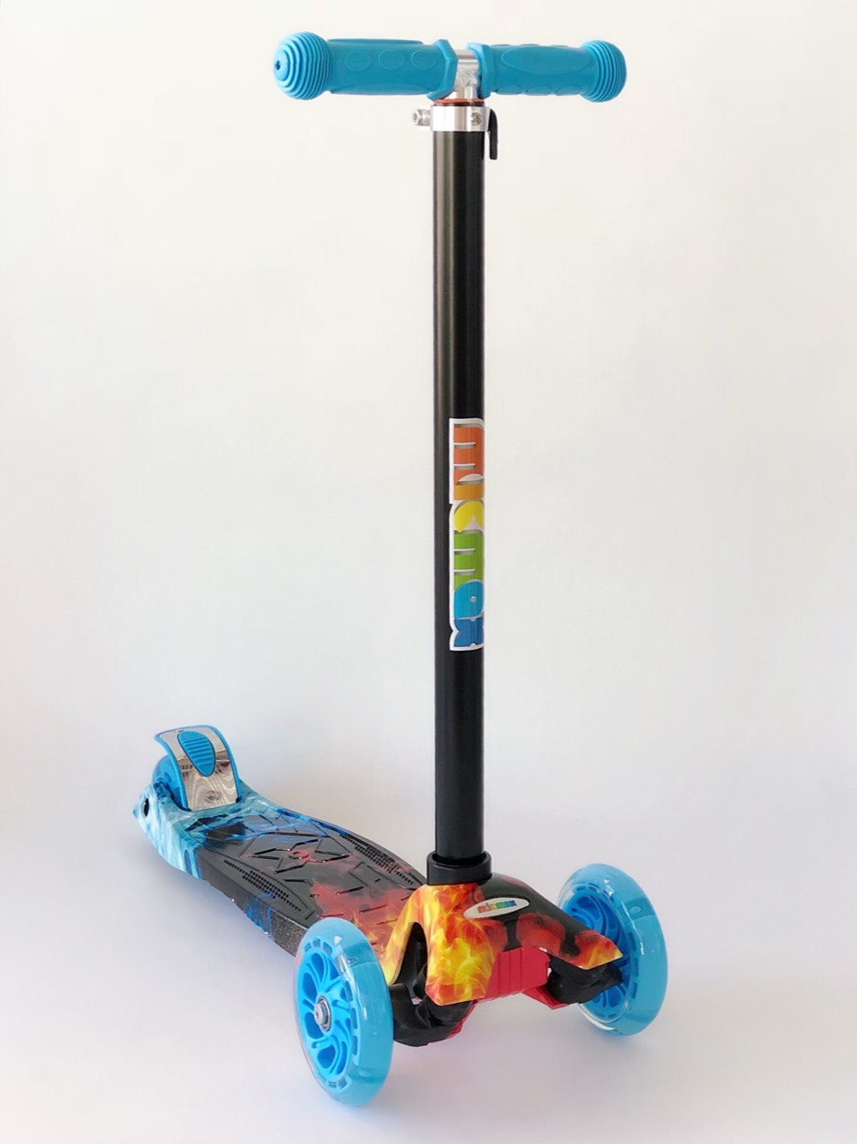 Самокат детский MicMax Scooter Pro 030 с подсветкой колес Голубой (030-fire)