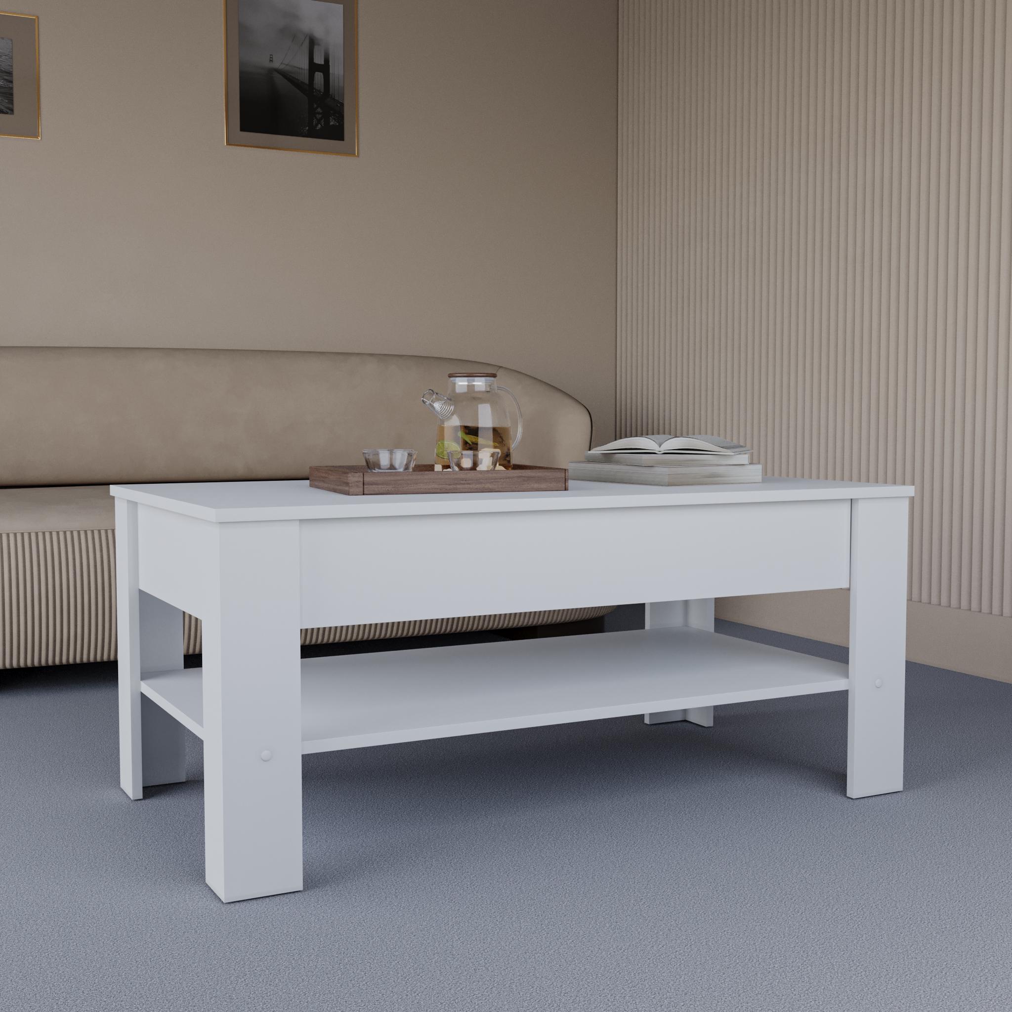 Журнальный стол с ящиком 1100x650x480 мм Белый (A-35) - фото 3 Журнальный стол с ящиком 1100x650x480 мм Белый (A-35) - фото 3