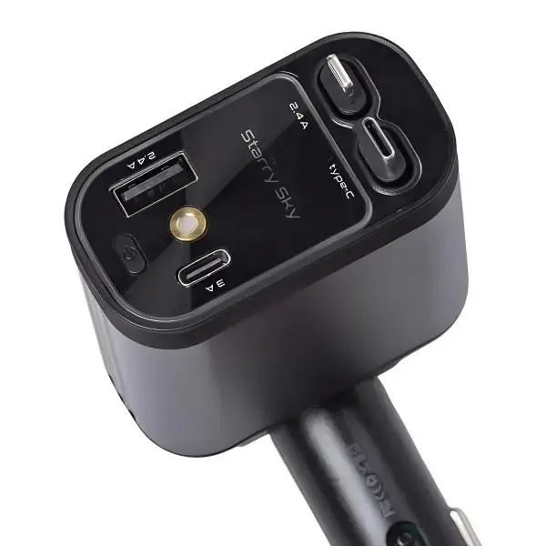 Зарядное устройство автомобильное Starry Sky с выдвижным кабелем Черный (HP-B1)