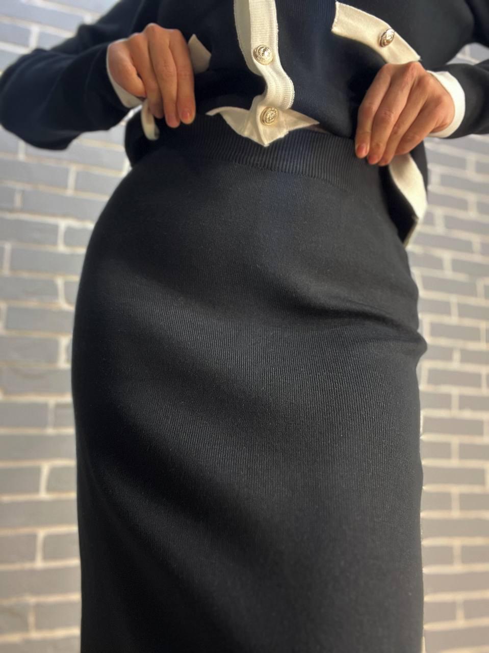 Костюм женский De Red 3167 кадиган с юбкой вязаный OS Черный (3137) - фото 5 Костюм женский De Red 3167 кадиган с юбкой вязаный OS Черный (3137) - фото 5