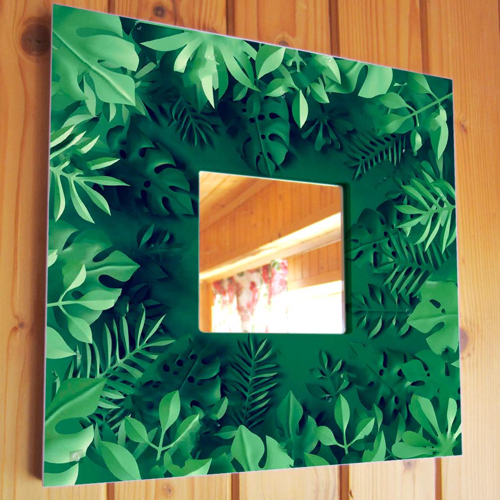 Зеркало декоративное Зеленые листики 260х260 мм (M04183)