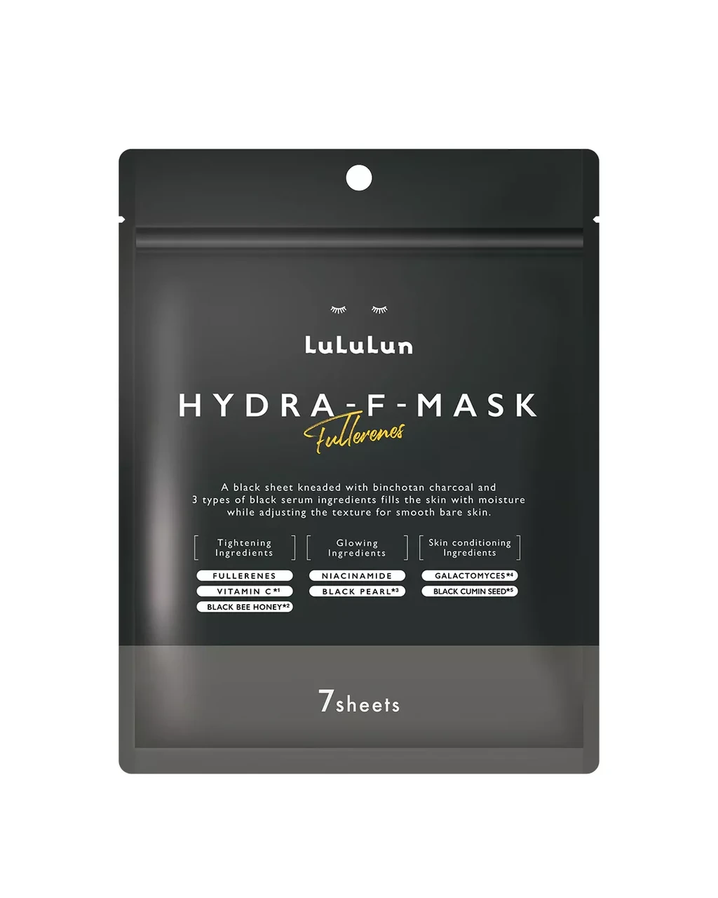 Маска очищающая LuLuLun Face Mask Hydra F с черным серумом и фуллереном 7 шт. (2733567283)