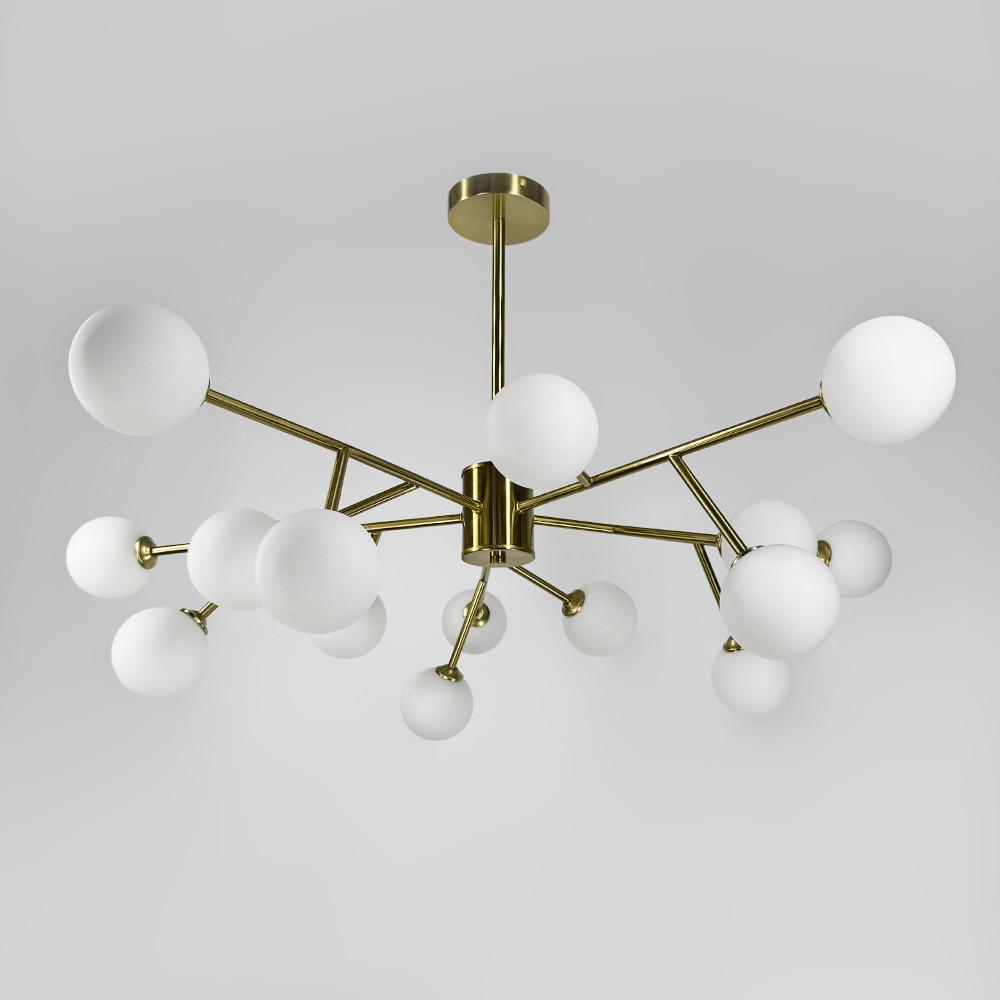 Люстра потолочная на 15 белых плафонов Ø 100 см Латунь (AOC 19/15 AB G9) - фото 6 Люстра потолочная на 15 белых плафонов Ø 100 см Латунь (AOC 19/15 AB G9) - фото 6