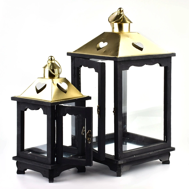 Комплект деревянных фонарей Levi Gold HTO1843 2 шт. (35257) - фото 2 Комплект деревянных фонарей Levi Gold HTO1843 2 шт. (35257) - фото 2