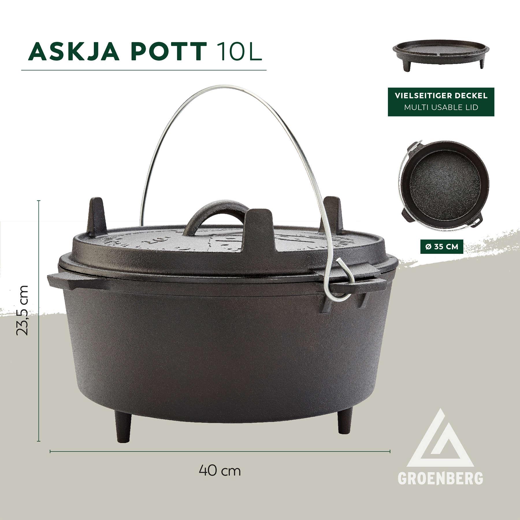 Казан з кришкою Groenberg Askja Pot 33 см/10 л Black (266018) - фото 7 Казан з кришкою Groenberg Askja Pot 33 см/10 л Black (266018) - фото 7