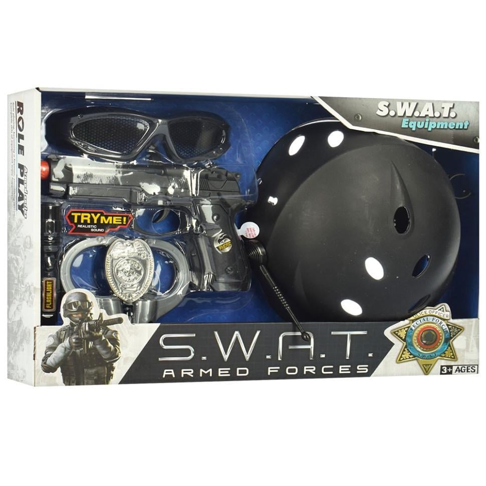 Дитячий ігровий набір Поліцейський 33650-33770 каска/окуляри/наручники/граната/пістолет (26114457) Дитячий ігровий набір Поліцейський 33650-33770 каска/окуляри/наручники/граната/пістолет (26114457)