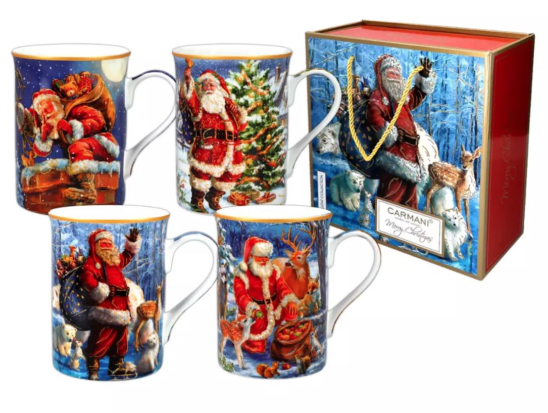 Подарочный набор из 4-х фарфоровых кружек Carmani Санта 360 мл (219-9093)