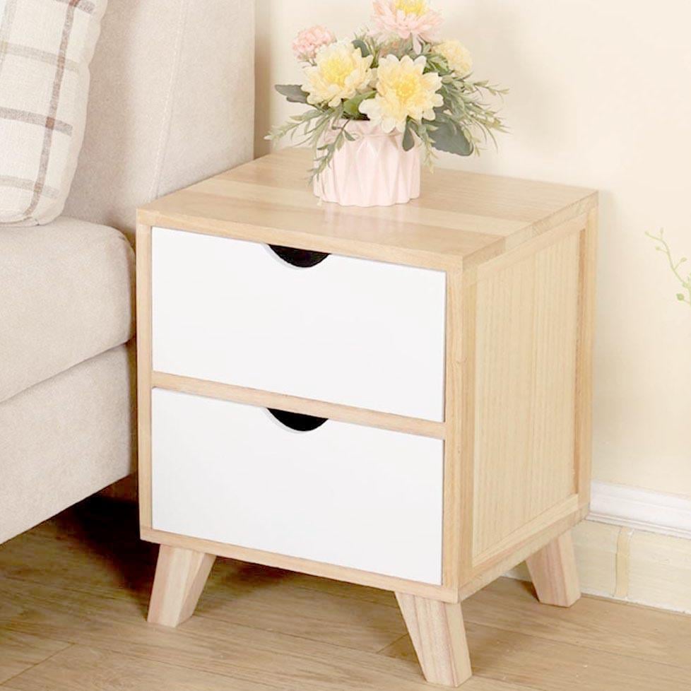 Тумба прикроватная из дерева Абуми 2 Бланже/Зефир (ПТМ-00170120)