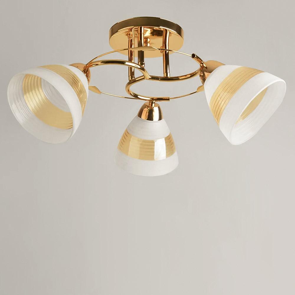 Люстра стельова Light House SH-19535/3 FG 520х520х230 мм Золотий/Бурштиновий/Білий Люстра стельова Light House SH-19535/3 FG 520х520х230 мм Золотий/Бурштиновий/Білий