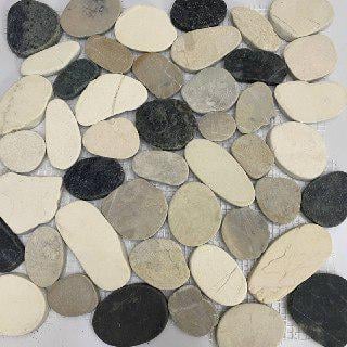 Мраморная галька на сетке 30,5х30,5х1,2 см Бело-серый