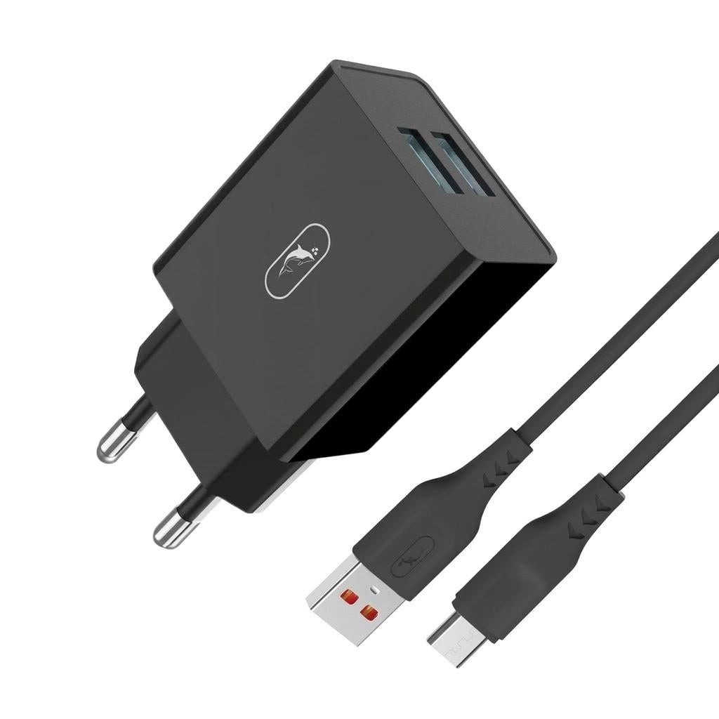 Зарядное устройство сетевое SkyDolphin SC30V 10,5W 2xUSB-A 2.1A с кабелем microUSB Black (SDMZP-000172) Зарядное устройство сетевое SkyDolphin SC30V 10,5W 2xUSB-A 2.1A с кабелем microUSB Black (SDMZP-000172)