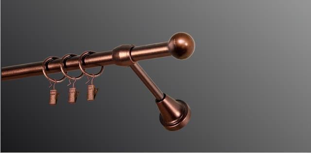 Карниз для штори Plastidea Болонь одинарний металевий з прищіпками D 16 мм 240 см Мідь - фото 1