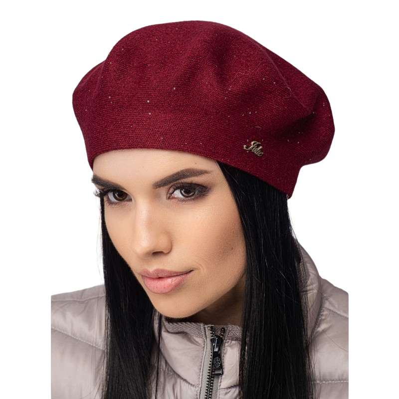 Берет женский Leks Долина двойной с паетками Рубин (128958)