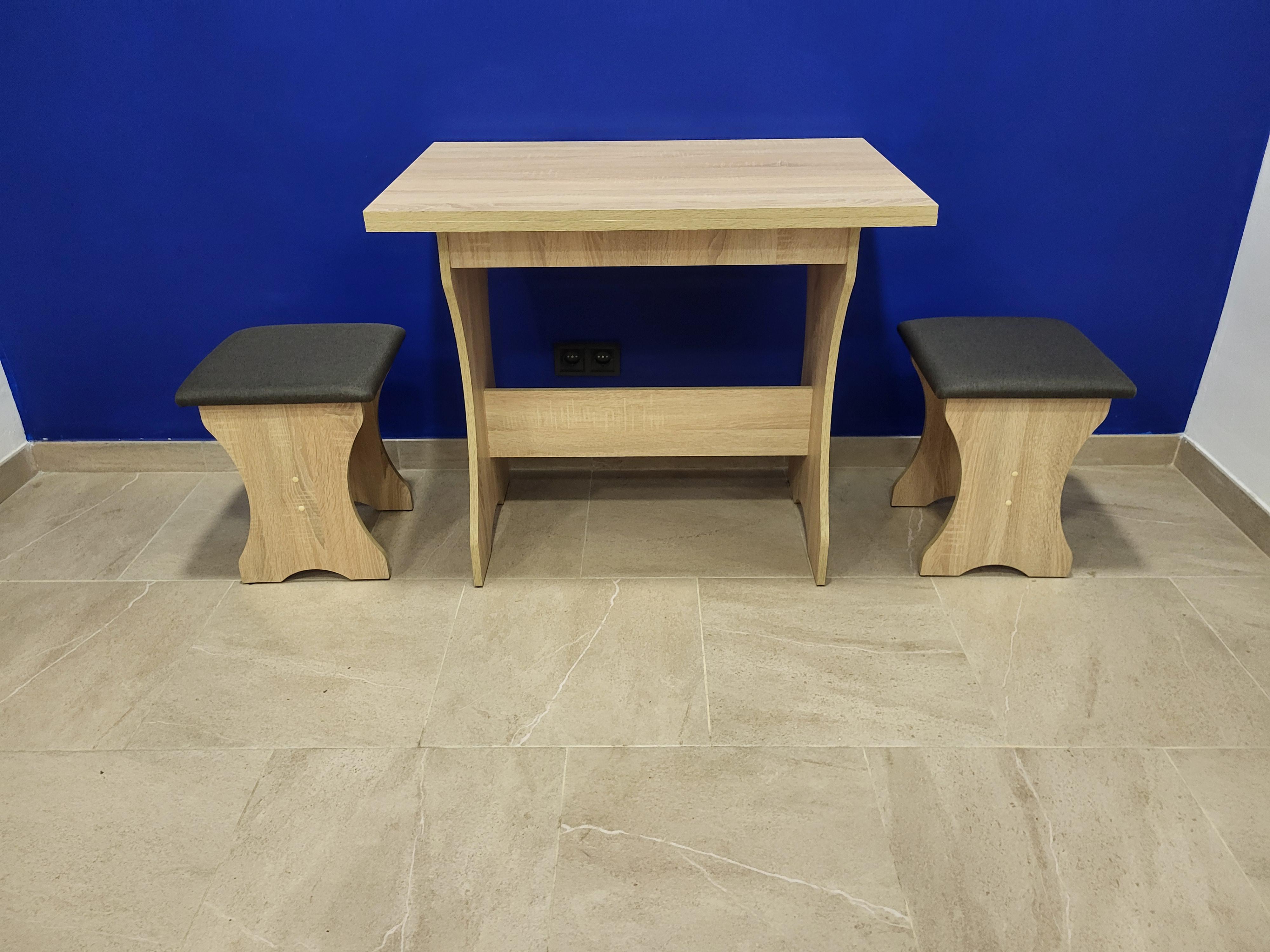 Стол раскладной и 2 табурета Семейный Дуб Сонома/Мальмо (STT-DS-M)