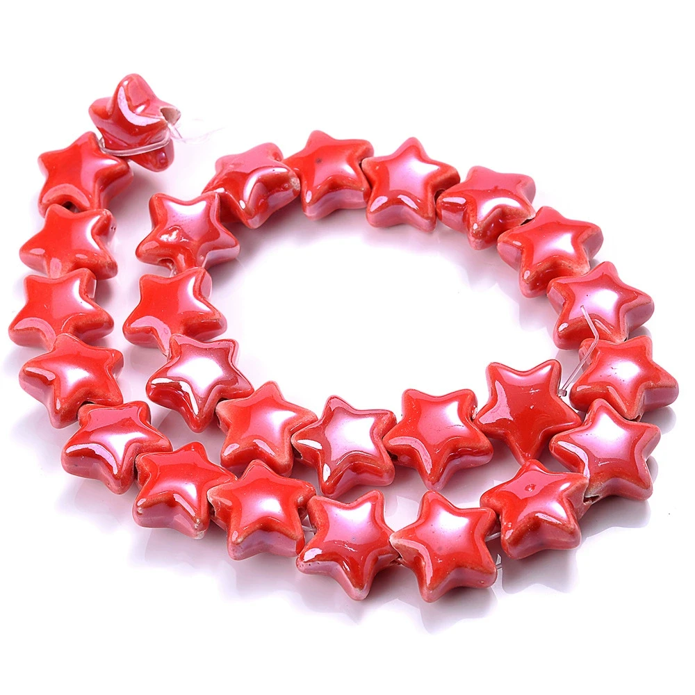 Бусины Звезда керамические 14х14 мм 5 шт. Красный (КБ1414з07)