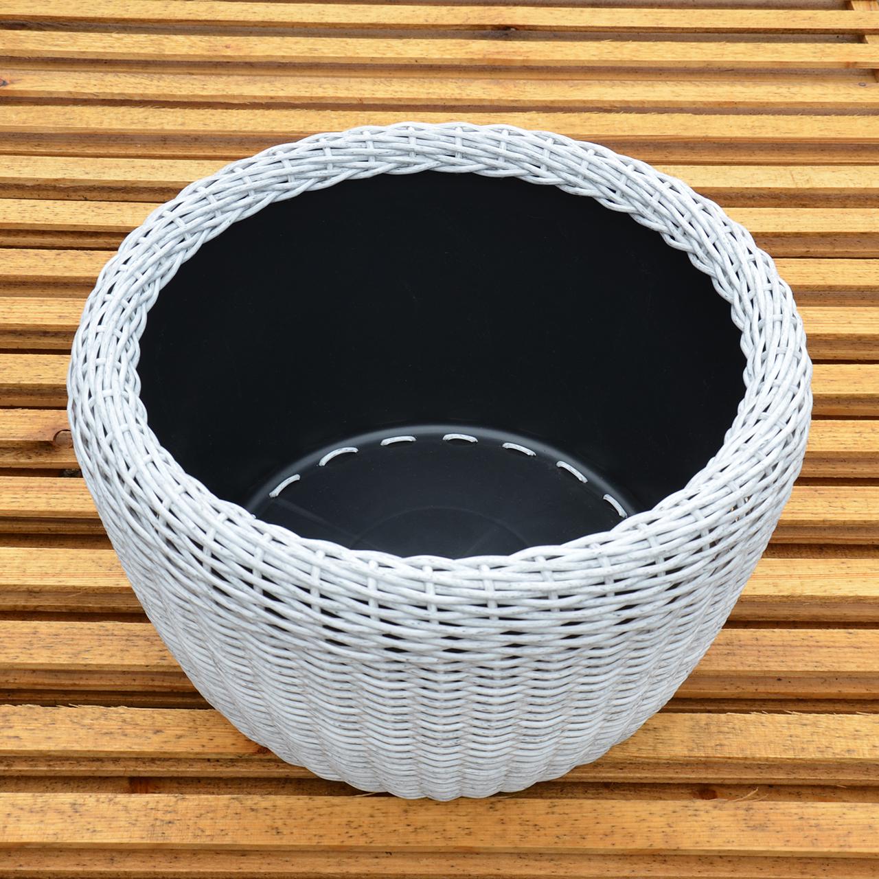 Кашпо велике для рослин та квітів з штучного ротангу/ручної роботи 60 л Біла береза (12343640) - фото 5