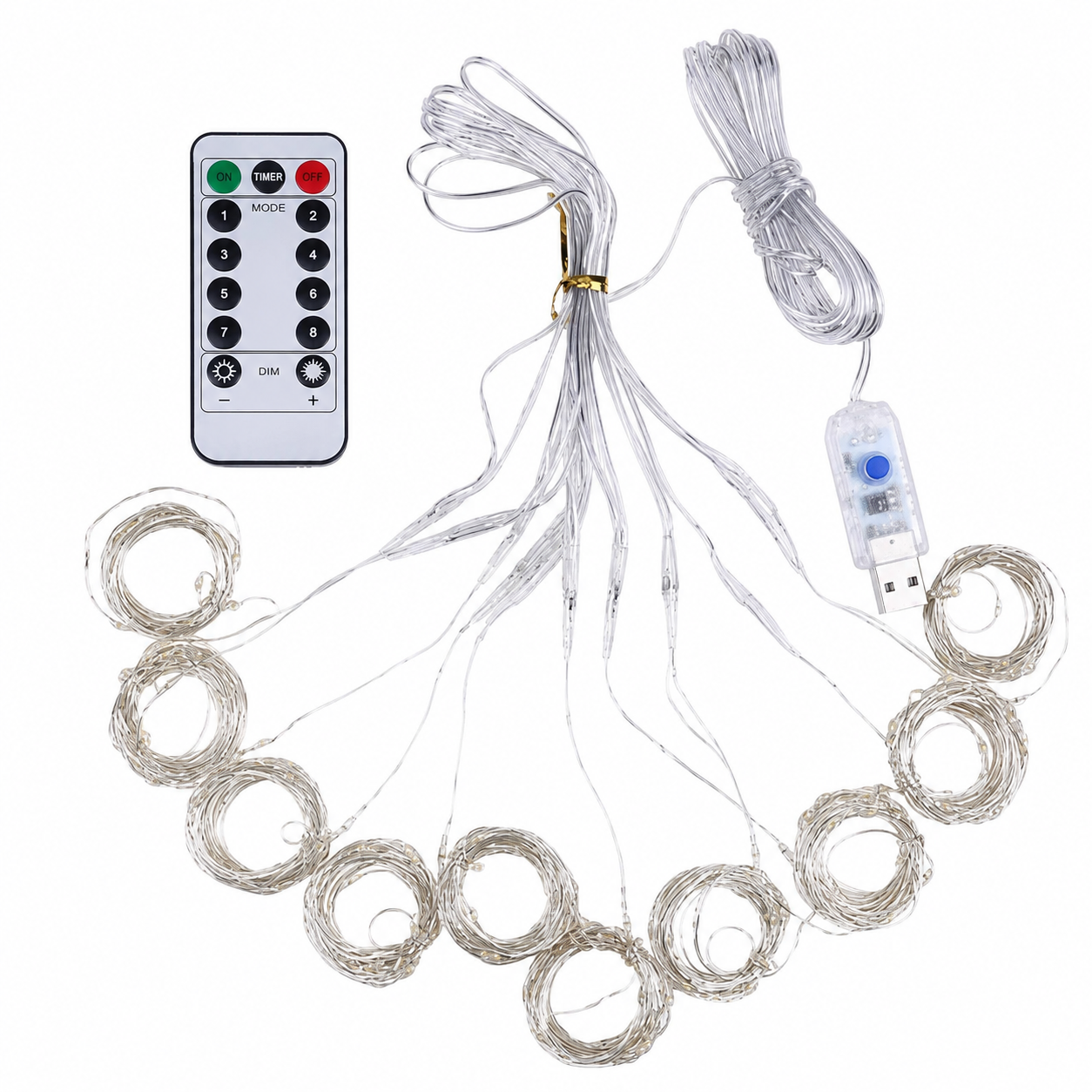 Гірлянда-штора 3х1 м на 100 LED з USB-живленням пультом ДК таймером та 8 режимами Тепле світло Гірлянда-штора 3х1 м на 100 LED з USB-живленням пультом ДК таймером та 8 режимами Тепле світло