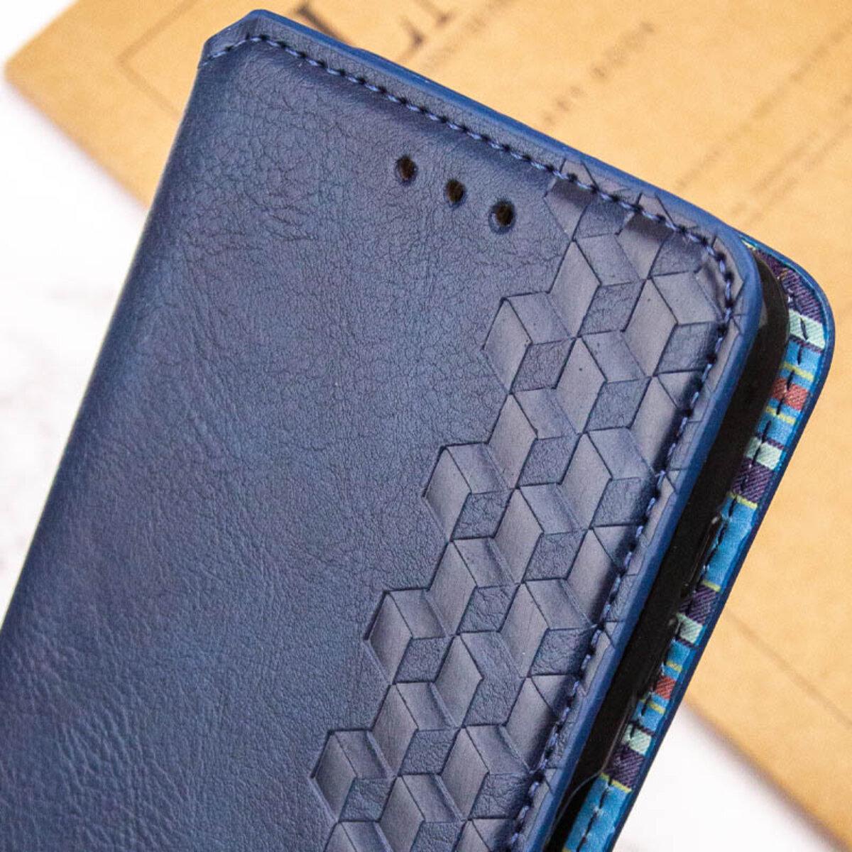 Противоударный Чехол-книжка Rubic Leather для смартфона Xiaomi Redmi 13C 4G/POCO С65 Blue - фото 4 Противоударный Чехол-книжка Rubic Leather для смартфона Xiaomi Redmi 13C 4G/POCO С65 Blue - фото 4