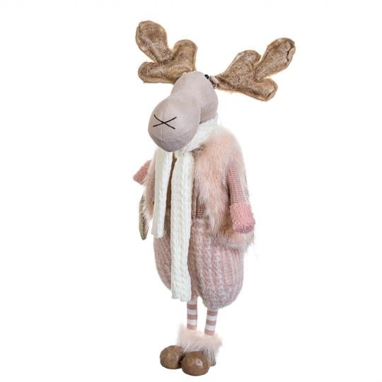 Фигурка декоративная Олень в шубке из текстиля 44 см Розовый (150-81-6005-018)