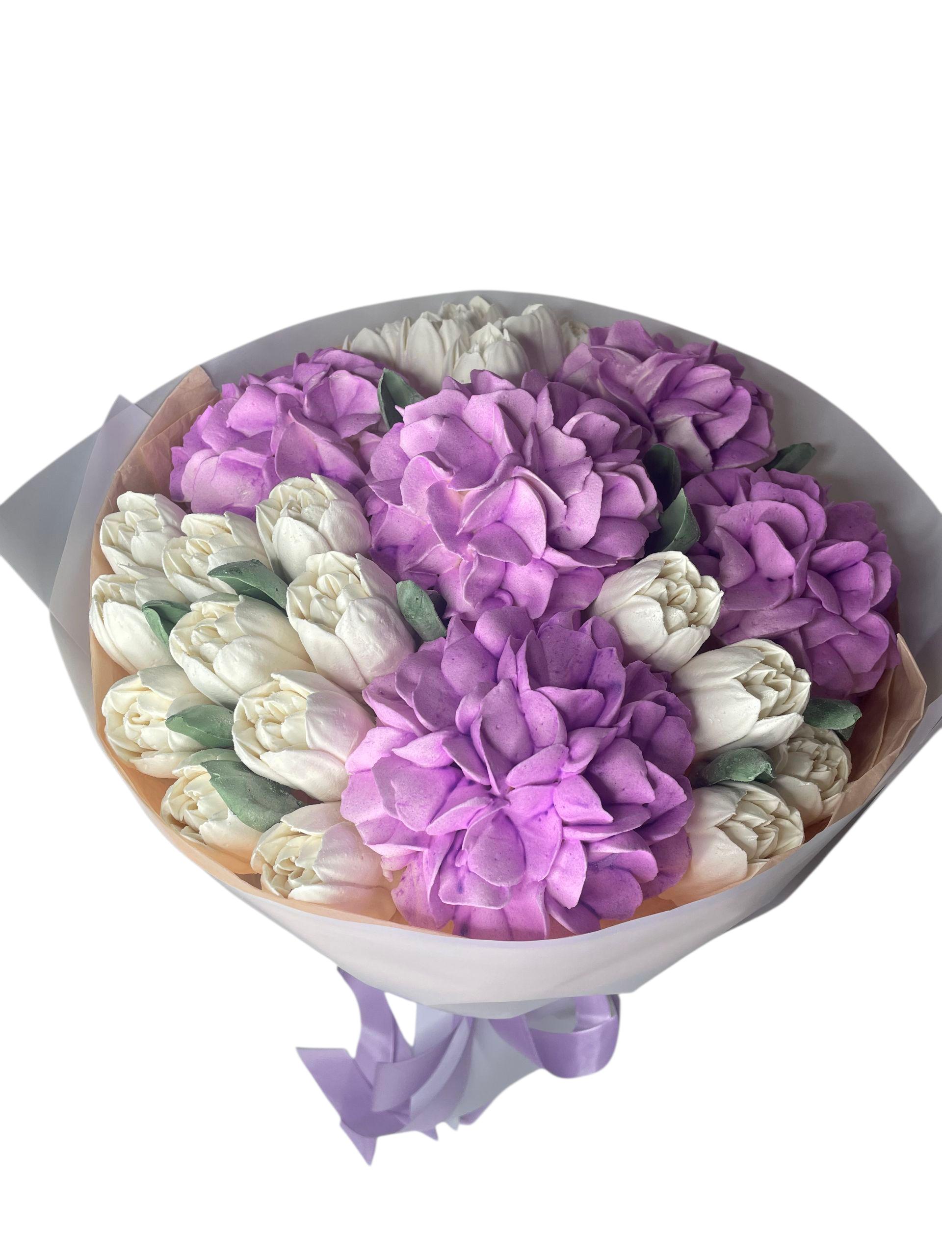 Букет зефірних квітів ручної роботи 25 см (30317692)