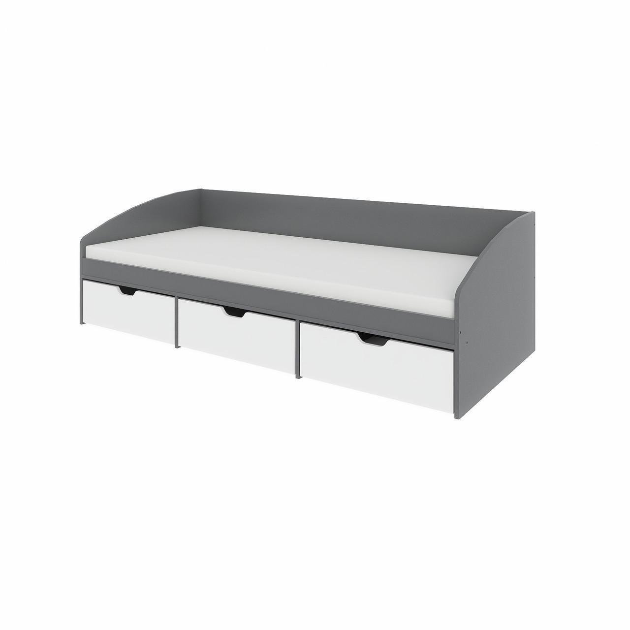 Кровать односпальная Еверест с ящиками Комфорт-3 сплошной щит 80x190 см Графитовый/Белый (EVR-20711) - фото 5 Кровать односпальная Еверест с ящиками Комфорт-3 сплошной щит 80x190 см Графитовый/Белый (EVR-20711) - фото 5