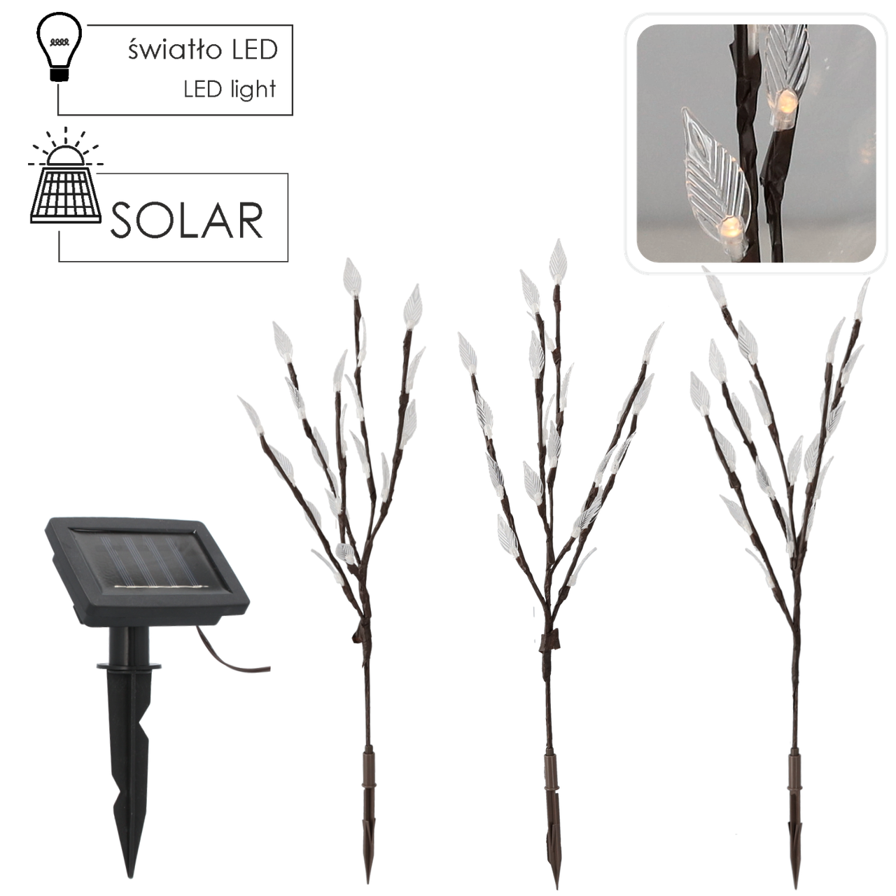 Солнечный фонарь-светильник GardenLine SOL6094 60 LED 3 ветки 60 см теплый белый свет (1235) - фото 2 Солнечный фонарь-светильник GardenLine SOL6094 60 LED 3 ветки 60 см теплый белый свет (1235) - фото 2