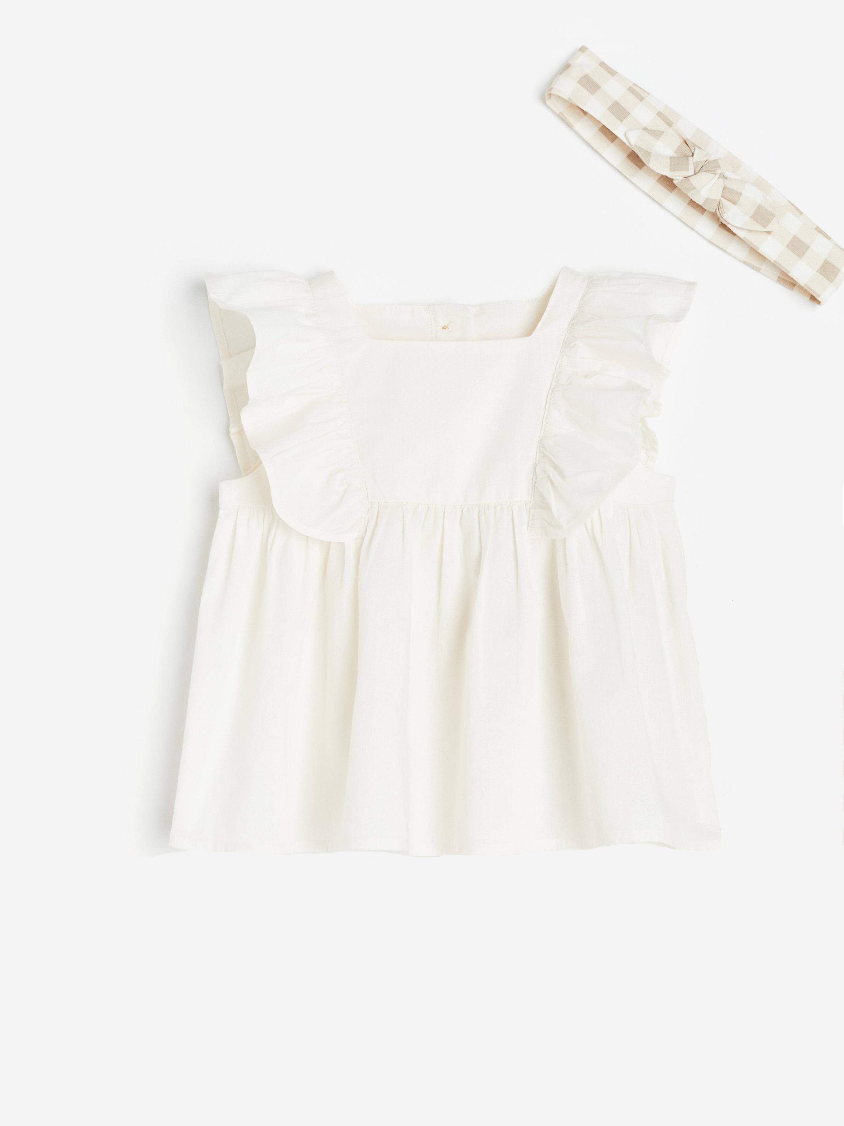 Комплект H&M блуза/пов'язка 104 см Молочно-бежевий (A311011139472)