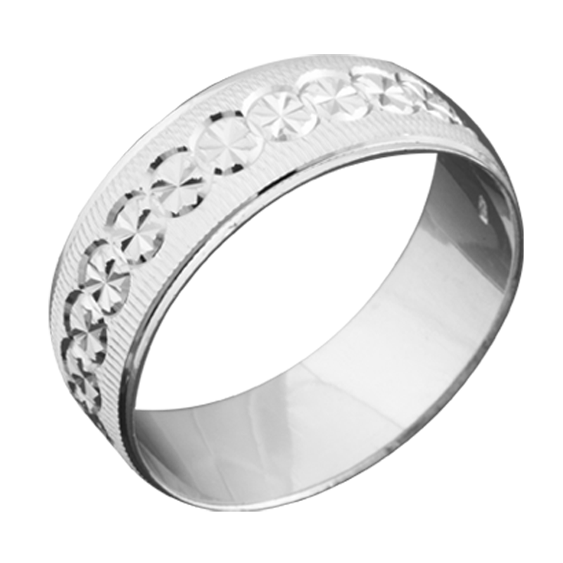 Обручка срібна з рельєфним візерунком у формі сфер р. 18