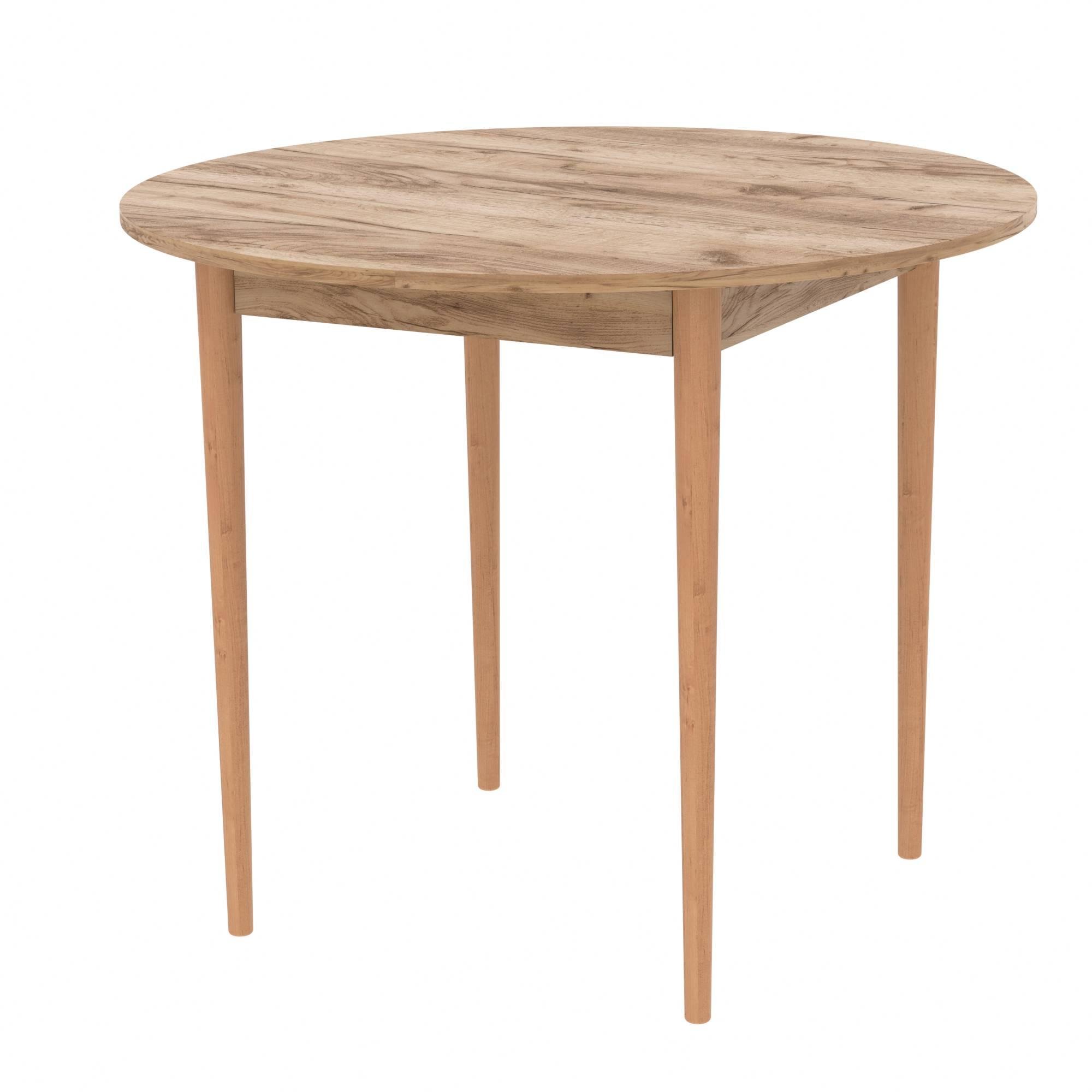 Стол круглый Неман Дерил Дуб крафт золотой/Лак (558993)