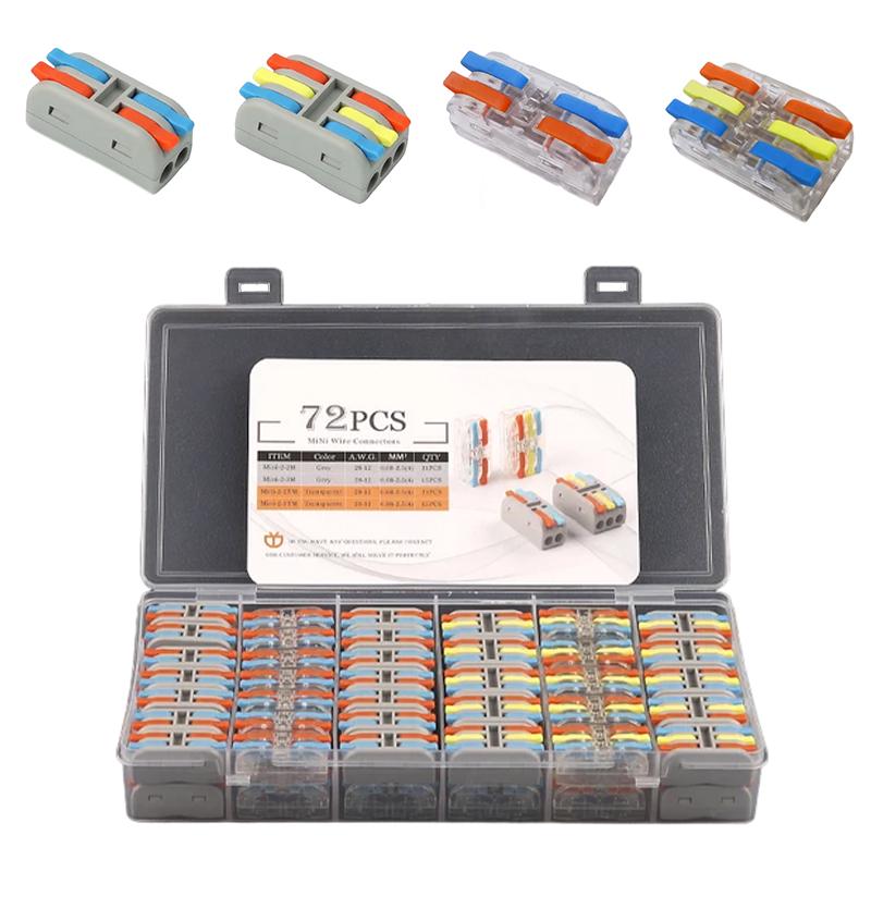 Набор клемм Tactix 4 вида 0,08-4 мм2 32А проходная одинарная 72 шт. Разноцветный (CT23MM-72box)