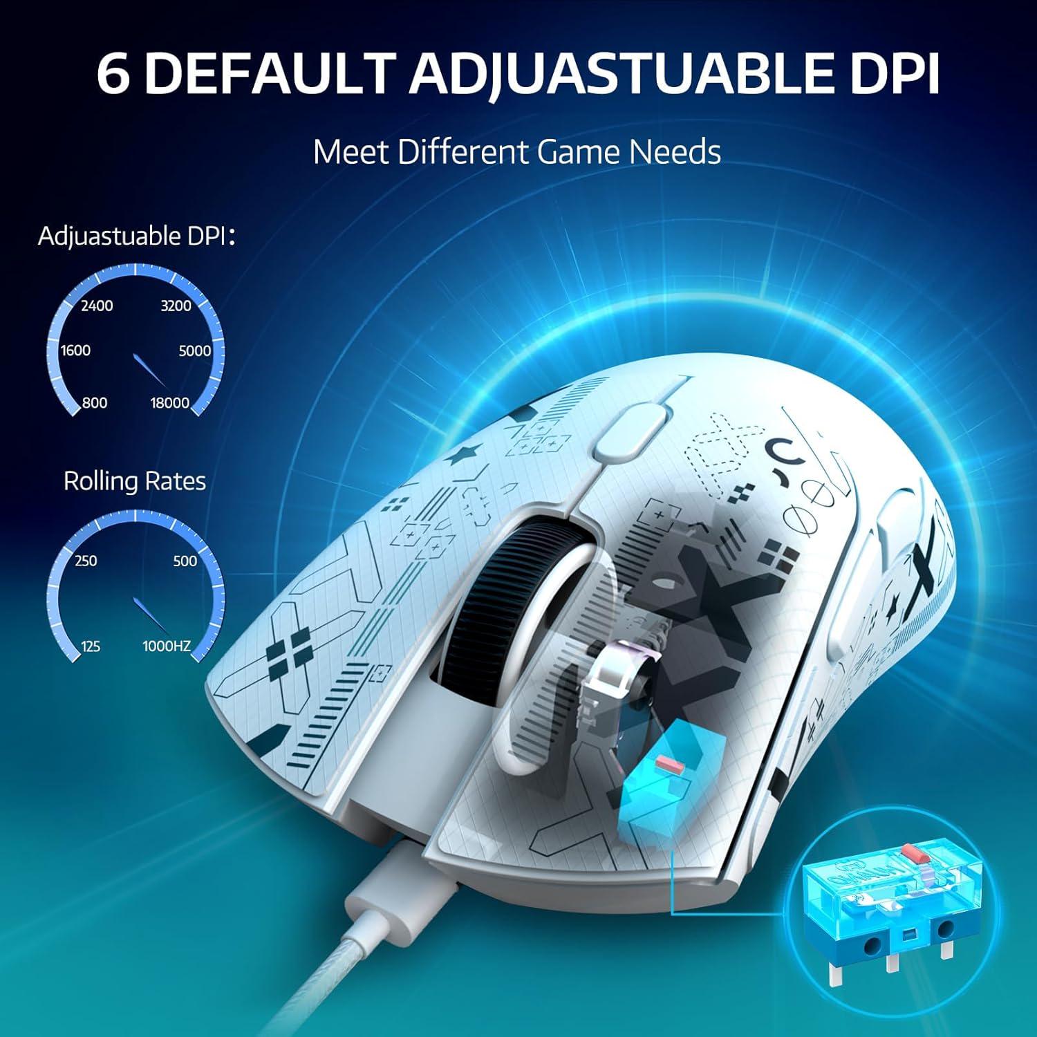 Мышка игровая беспроводная attack shark R1 PAW3311 18K DPI 59 г 2,4 ГГц/BT/проводная для Win/Mac White - фото 3 Мышка игровая беспроводная attack shark R1 PAW3311 18K DPI 59 г 2,4 ГГц/BT/проводная для Win/Mac White - фото 3