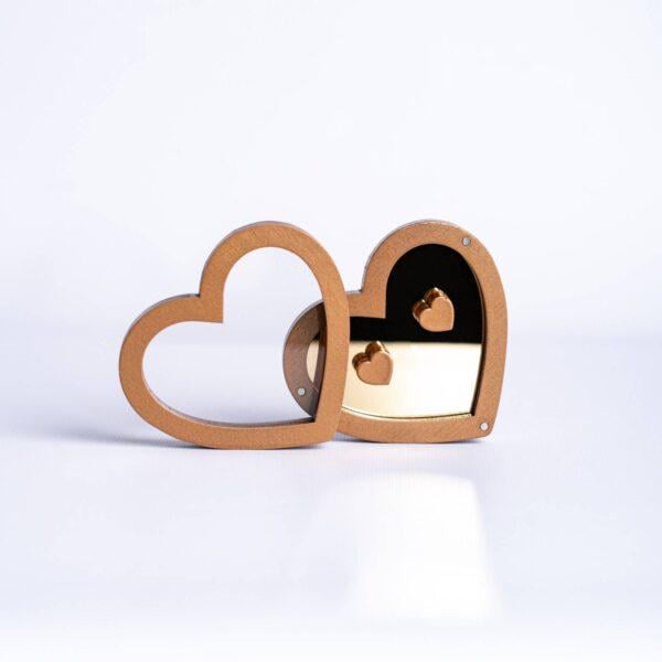 Коробка для обручальных колец Elfy Сердце стеклянная Темное золото (КДО1)