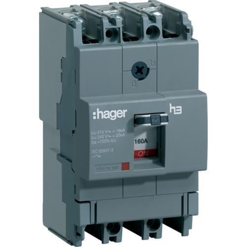 Автоматический выключатель силовой Hager 160А 18kA 3 полюса HDA160L x160 (13906)