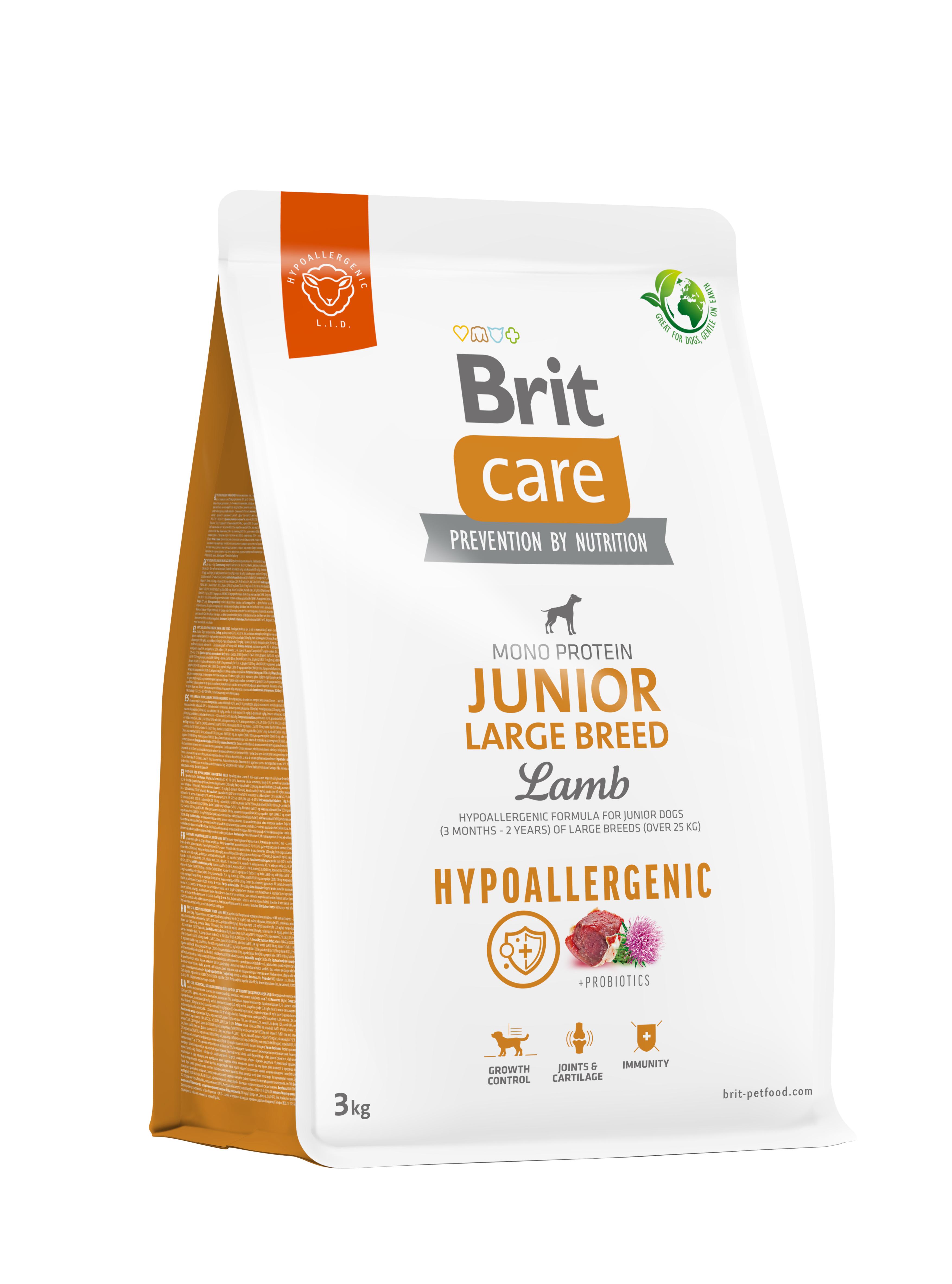 Корм для молодих собак великих порід Brit Care Dog Hypoallergenic Junior Large Breed гіпоалергенний з ягнятком 3 кг (172218)