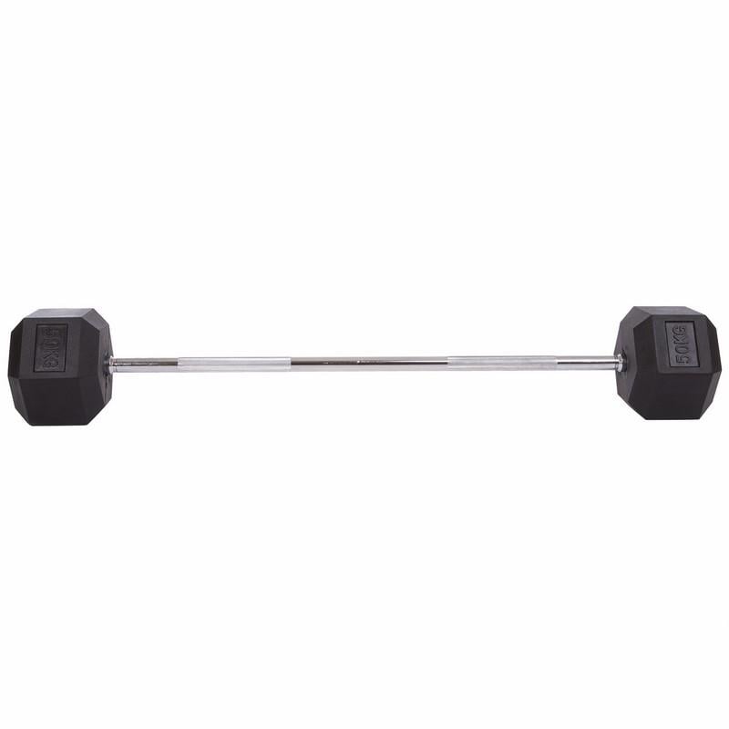 Штанга Zelart Record Rubber Hexagon Barbell фиксированная прямая обрезиненная TA-6230-50 длина 95 см 50 кг (DR002601) - фото 2