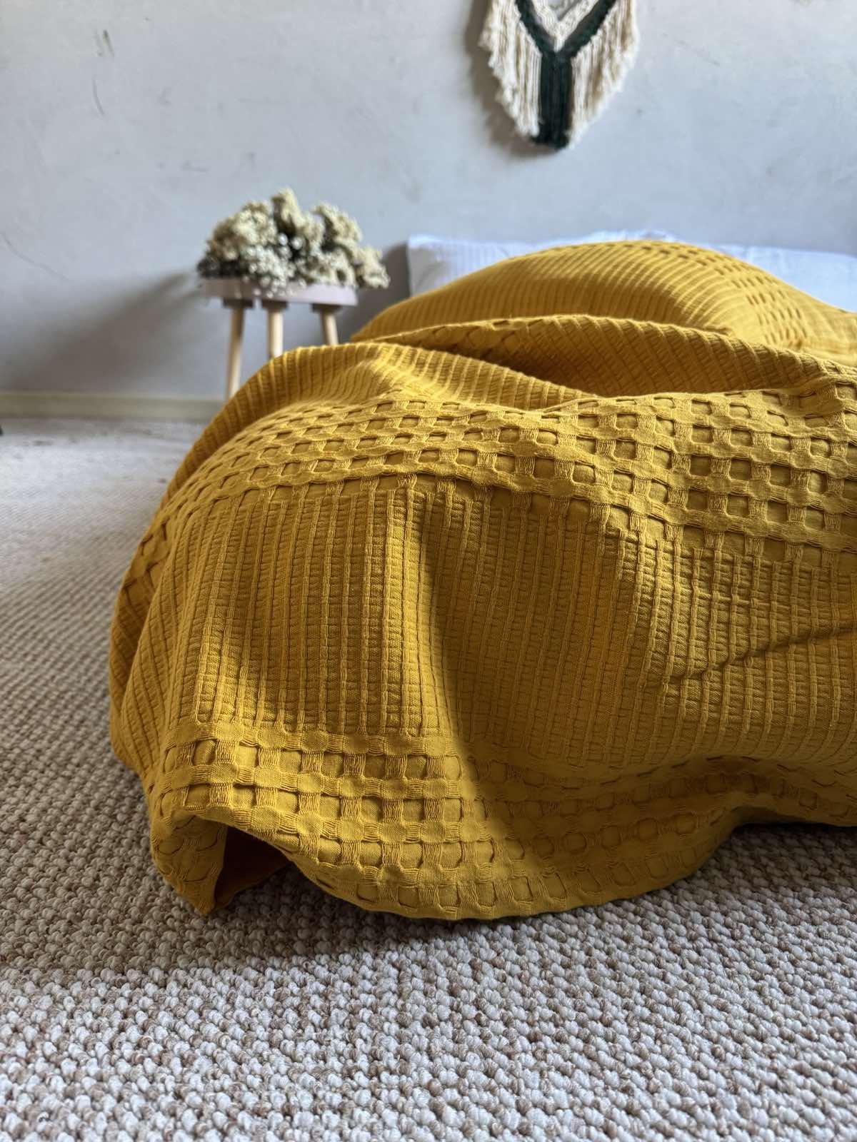 Покривало вафельне Марокко 160х210 см Гірчичний (18093960) - фото 8