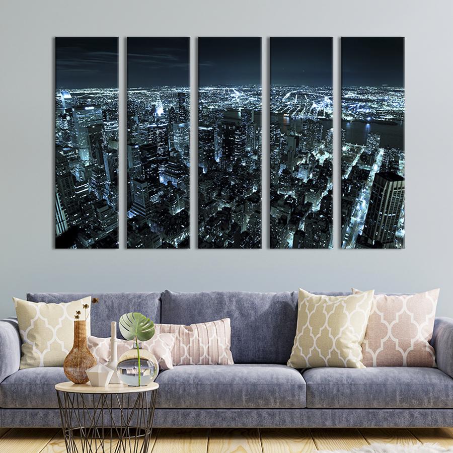 Модульная картина из 5 частей Яркое сияние Нью-Йорка 132x80 см (314-51)