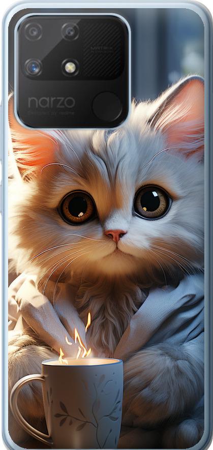 Чехол на Realme Narzo 50A White cat (5646u-2514-42517)