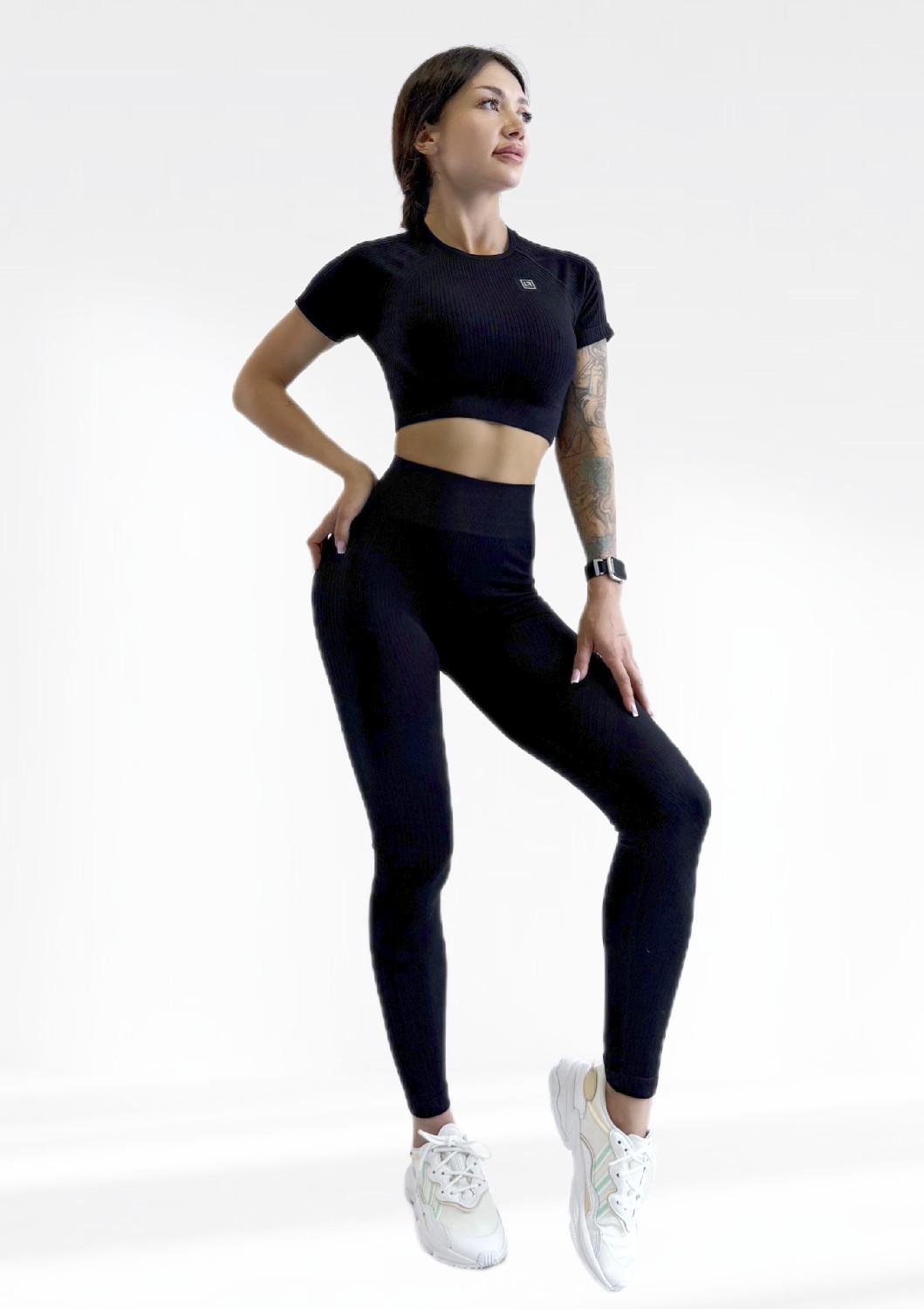 Костюм для фитнеса женский LILAFIT лосины пуш ап/топ L Черный (LFS000154)