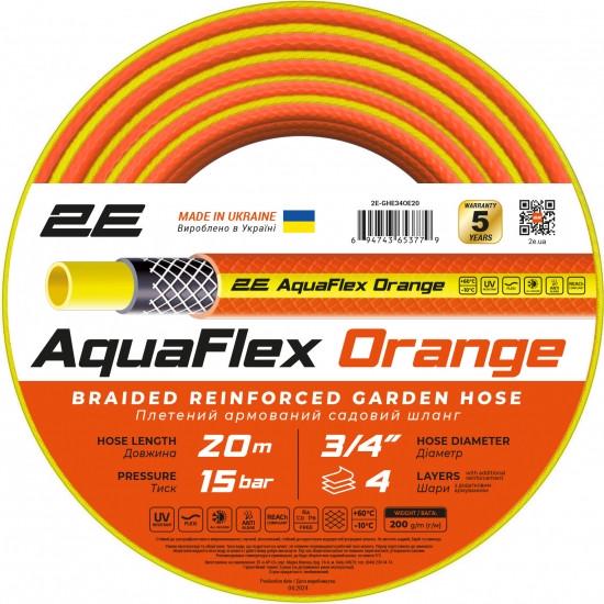 Шланг для полива садовый 2Е AquaFlex 3/4" 20 м 4 слоя Orange (2E-GHE34OE20) - фото 1 Шланг для полива садовый 2Е AquaFlex 3/4" 20 м 4 слоя Orange (2E-GHE34OE20) - фото 1