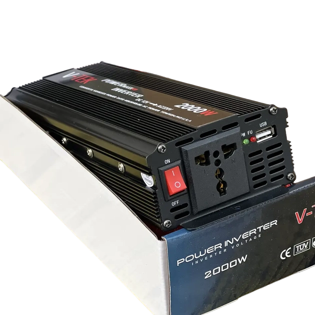 Преобразователь напряжения автомобильный V-TEK PowerMaxx-SSK2000W 12/220В USB охлаждение Черный (6-36-SSK2000W) - фото 3