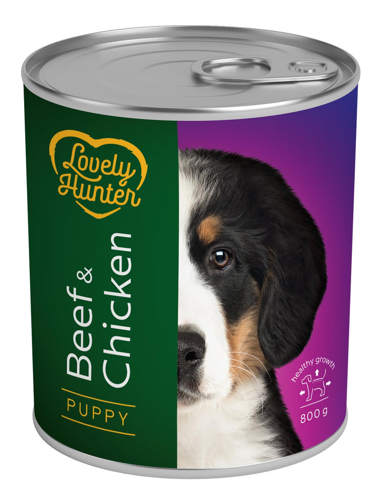 Корм влажный LovelyHunter Puppy Beef and Chicken 800 г