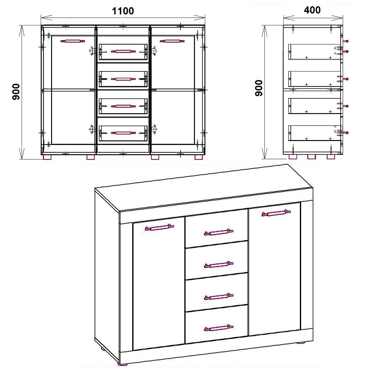 Комод Компаніт МГ-1 Тумба-3 110х40х90 см Горіх екко - фото 2