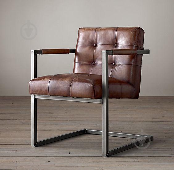 Мягкое кресло на металлическом каркасе JecksonLoft Босс Эко-кожа Коричневый 045