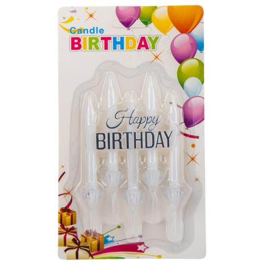 Набор свечей Elisey Happy Birthday 10,5 см 5 шт. Белый (9074-009)