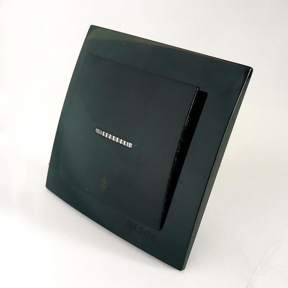 Вимикач одноклавішний Nilson Touran прохідний з підсвіткою Чорний (24221008)