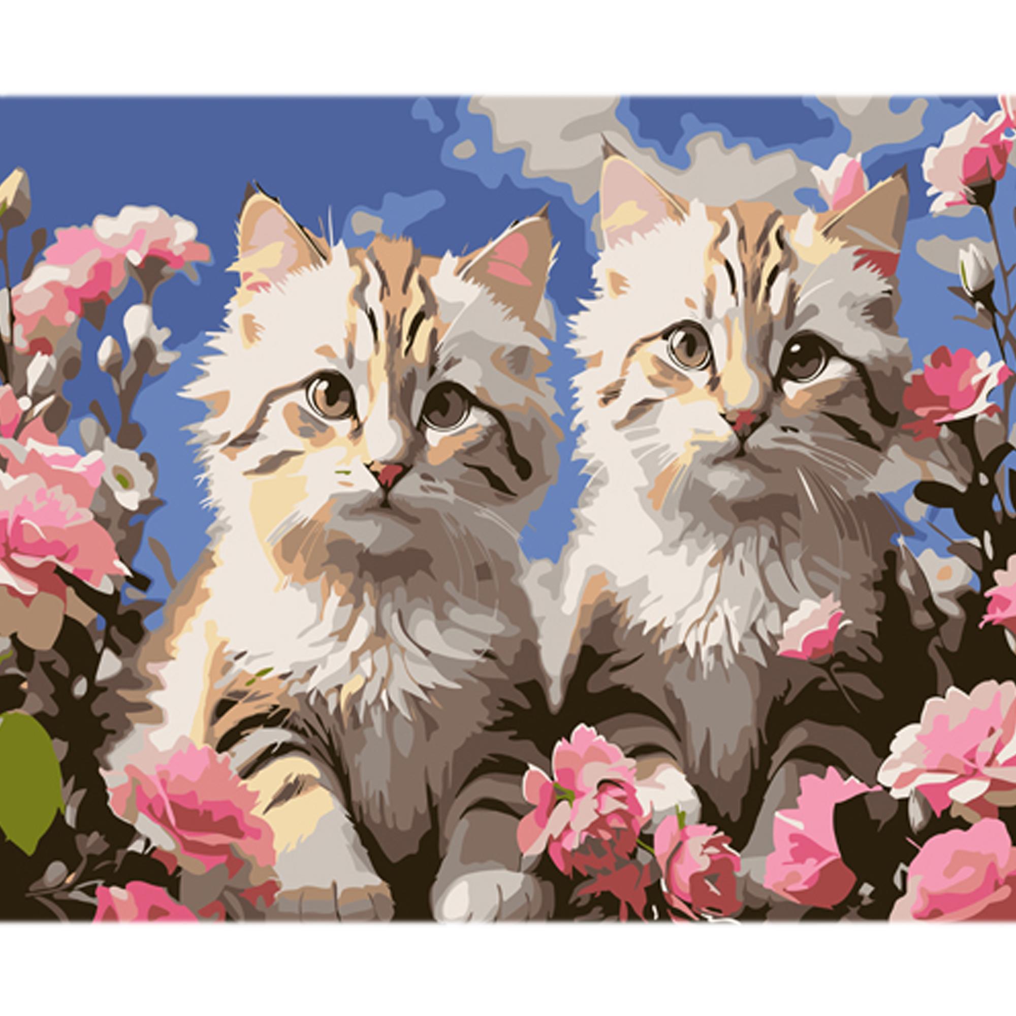 Картина по номерам Strateg Премиум Очаровательные пушистики с лаком и уровнем 30x40 см (Str-LY35)