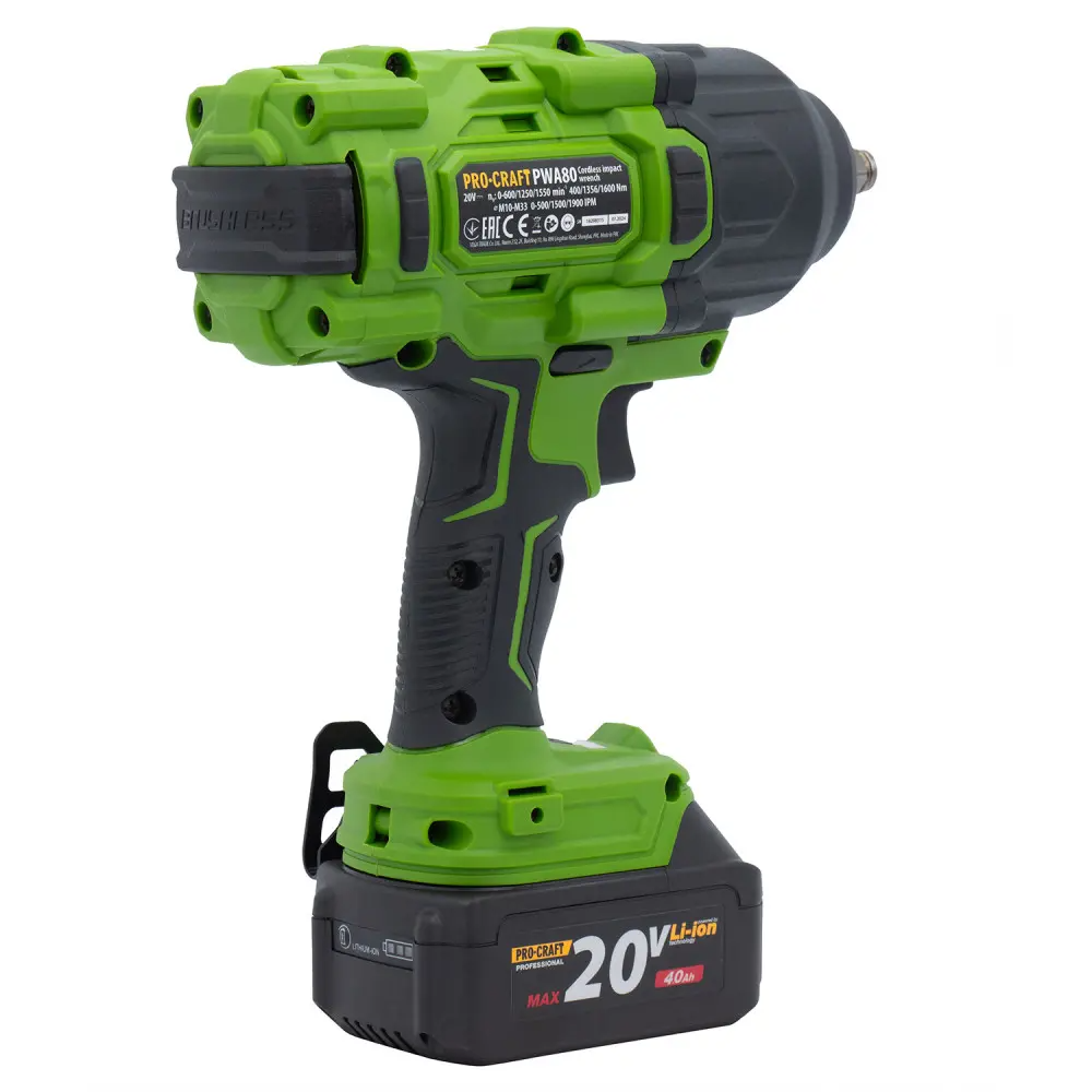 Гайковерт акумуляторний безщітковий ProCraft PWA80 з 1 акумулятором Li-ion та зарядним пристроєм - фото 7 Гайковерт акумуляторний безщітковий ProCraft PWA80 з 1 акумулятором Li-ion та зарядним пристроєм - фото 7