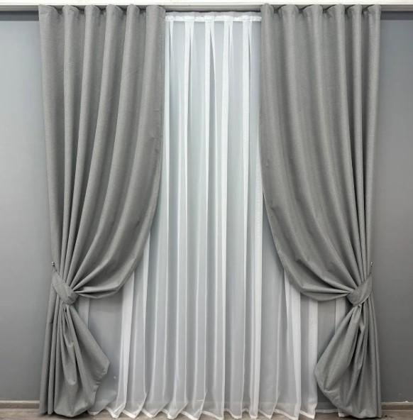 Тканина шторна льон блекаут Сірий (1822ш) - фото 5 Тканина шторна льон блекаут Сірий (1822ш) - фото 5