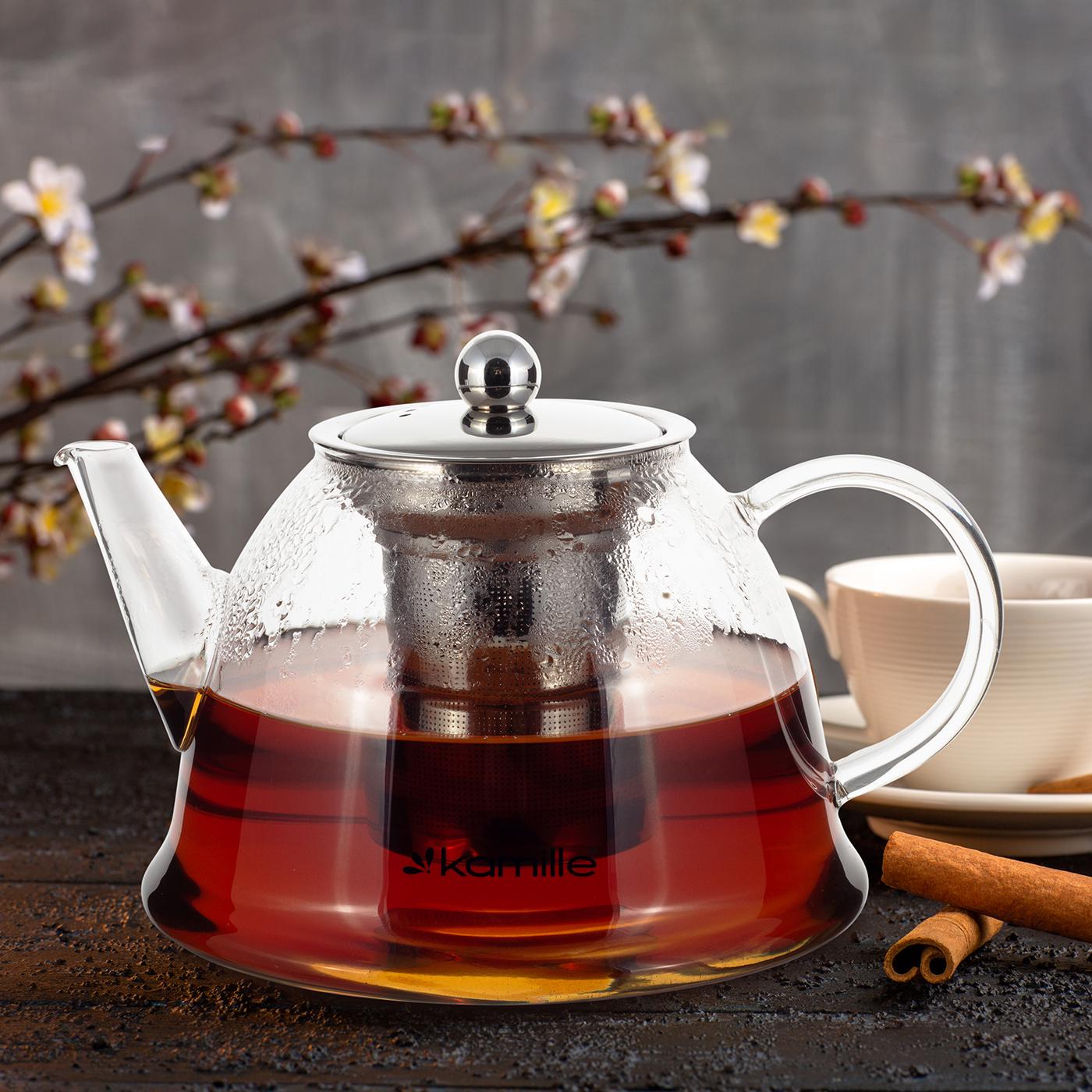 Заварочный чайник со стеклянной ручкой Kamille KM-0784L из нержавеющей стали и термостойкого стекла 1500 мл Прозрачный (150-84-0784L) - фото 5 Заварочный чайник со стеклянной ручкой Kamille KM-0784L из нержавеющей стали и термостойкого стекла 1500 мл Прозрачный (150-84-0784L) - фото 5